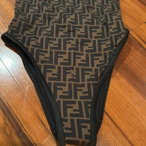 Fendi Brown Patterned Women's Swimsuit - Picture 3 of 10